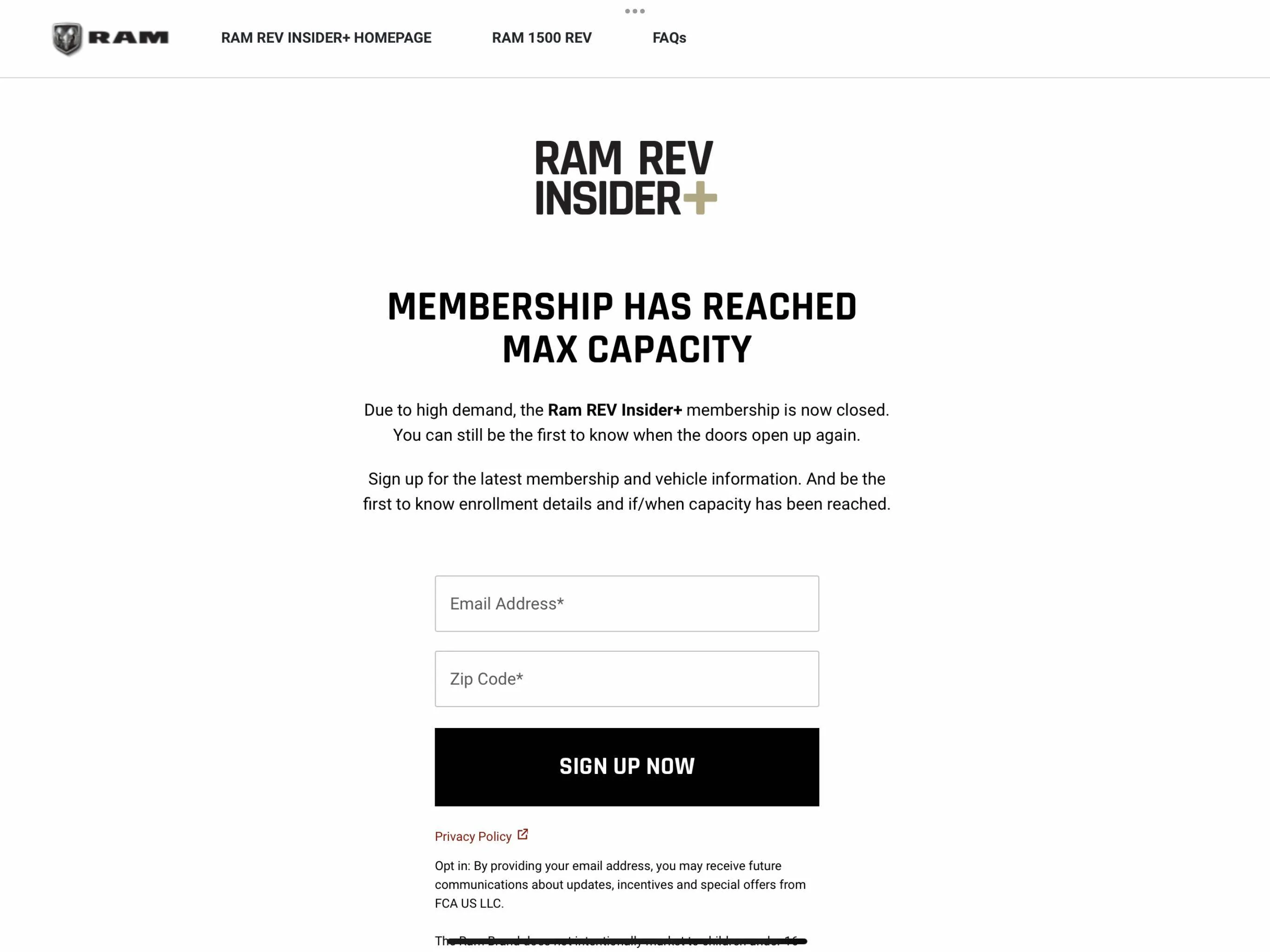 Ram 1500 REV Reservations now closed for Ram 1500 REV! -- "RAM REV Insider+ Membership Has Reached Max Capacity" 23B812BA-5E43-4040-BABB-2154908B9B87